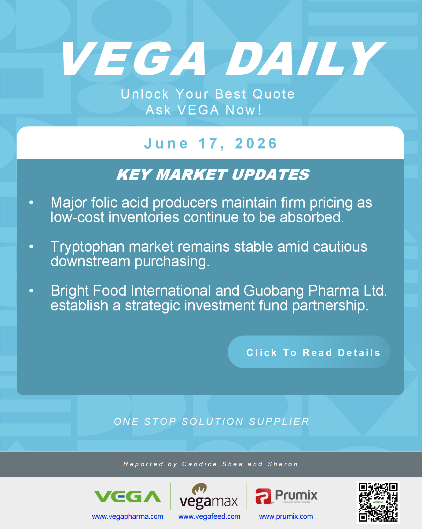 VEGA Daily 20260617 Folic Acid Tryptophan BrightFood GuobangPharma Update.png